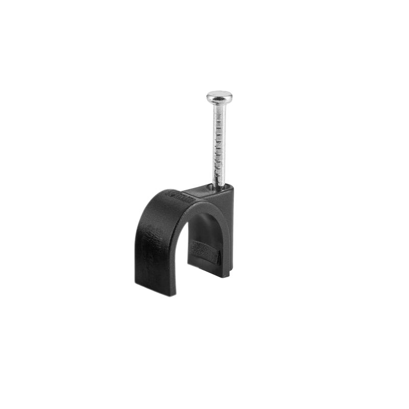 Chiodini Ferma Cavo Elettrico Clip Per Cavi Rotondi Neri K-Type Trade Box, 10 Mm - 500 Pezzi Ferma Cavi - 10