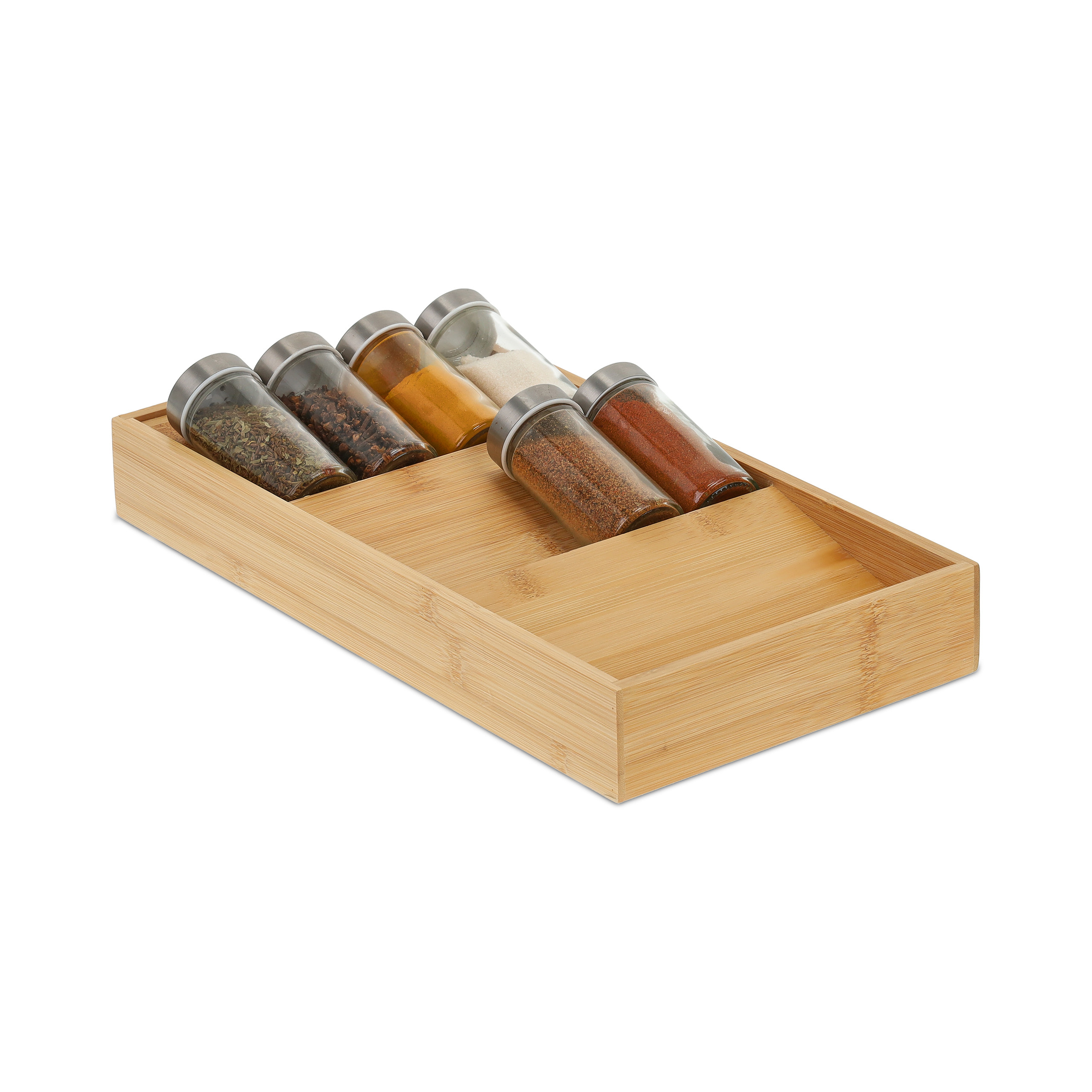 Portaspezie da Cassetto, 3 Piani, Organizer Cucina in Bambù, 5x20x37 cm, Porta Barattoli Spezie, Naturali, Relaxdays | Leroy Merlin