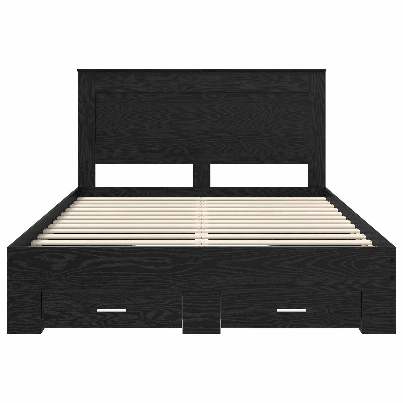 Cadre de lit chêne noir 140 x 190 cm panneau de bois - 8