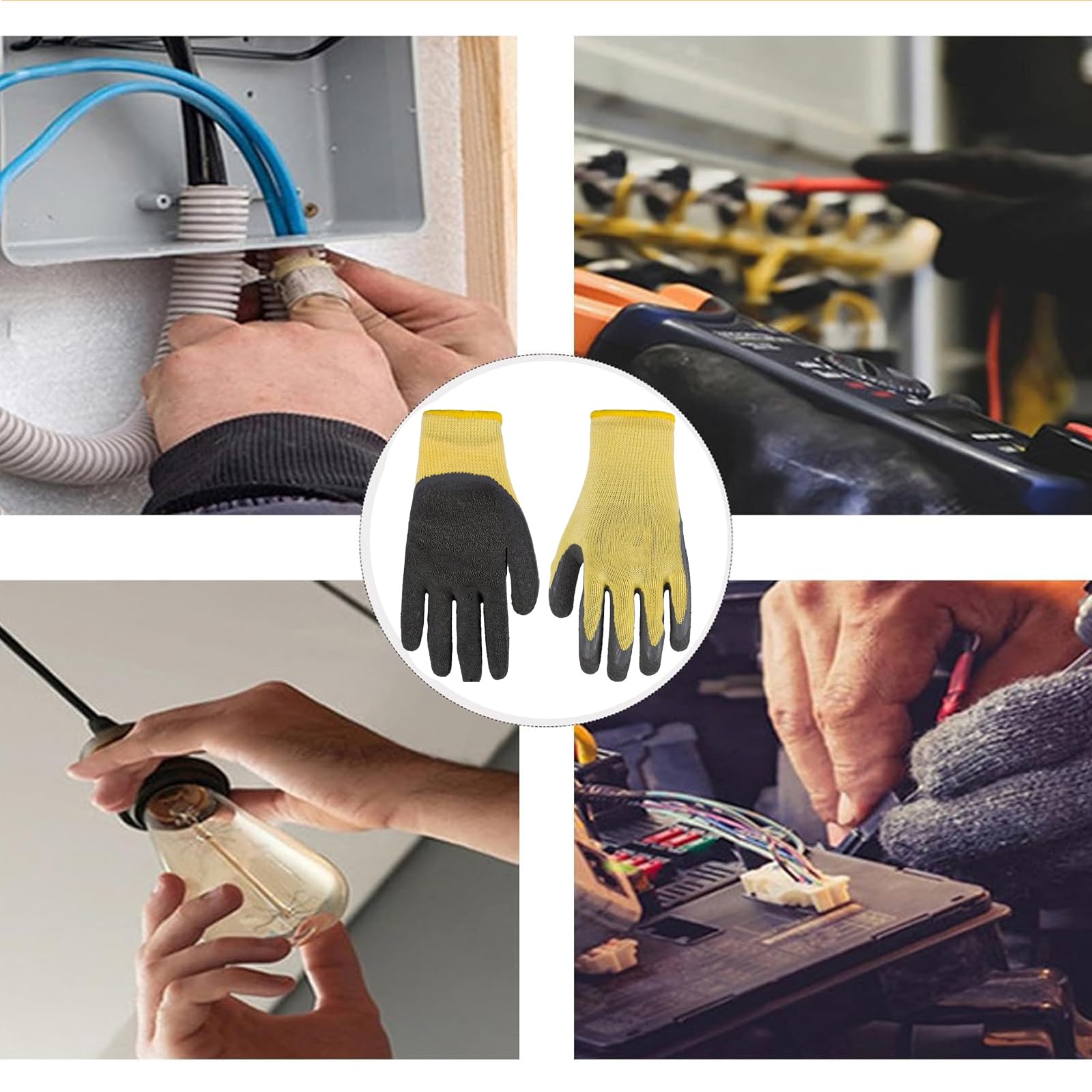 Gants Isolants Résistance Tension 400 V,Gants Isolants Électriques,Gants Antidérapants en Caoutchouc pour Électriciens,Gants D'électricien - 6