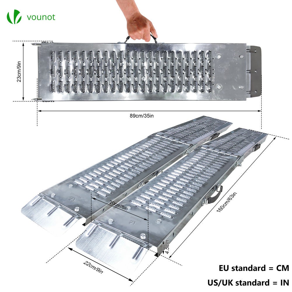 Rampe de chargement pliable Lot de 2 pcs en acier galvanise 160cm VOUNOT® - 3