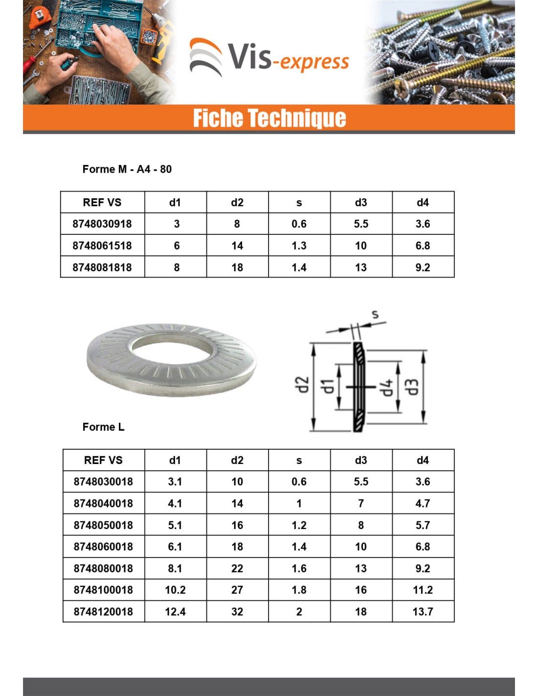 Rondelles contact Inox A4 M12X27X1.8 M-1 pièce - 5