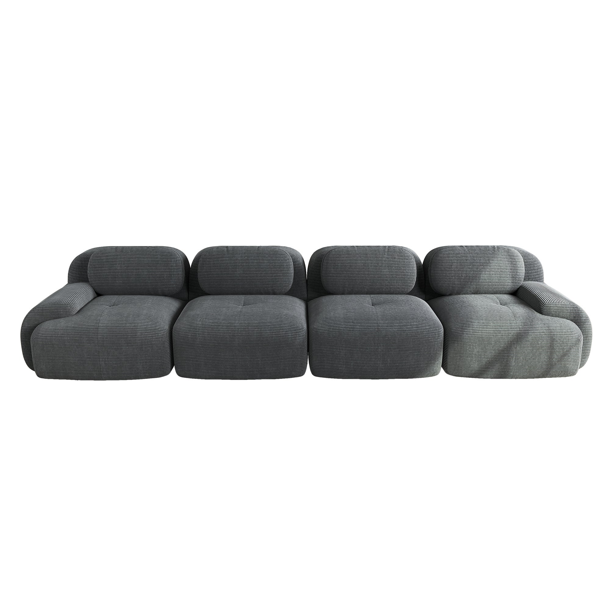 Canapé d\' modulable en forme de Canapé 4 places Élégant - Accroupiers extra-larges- Tissu velours côtelé respirant - gris - 6