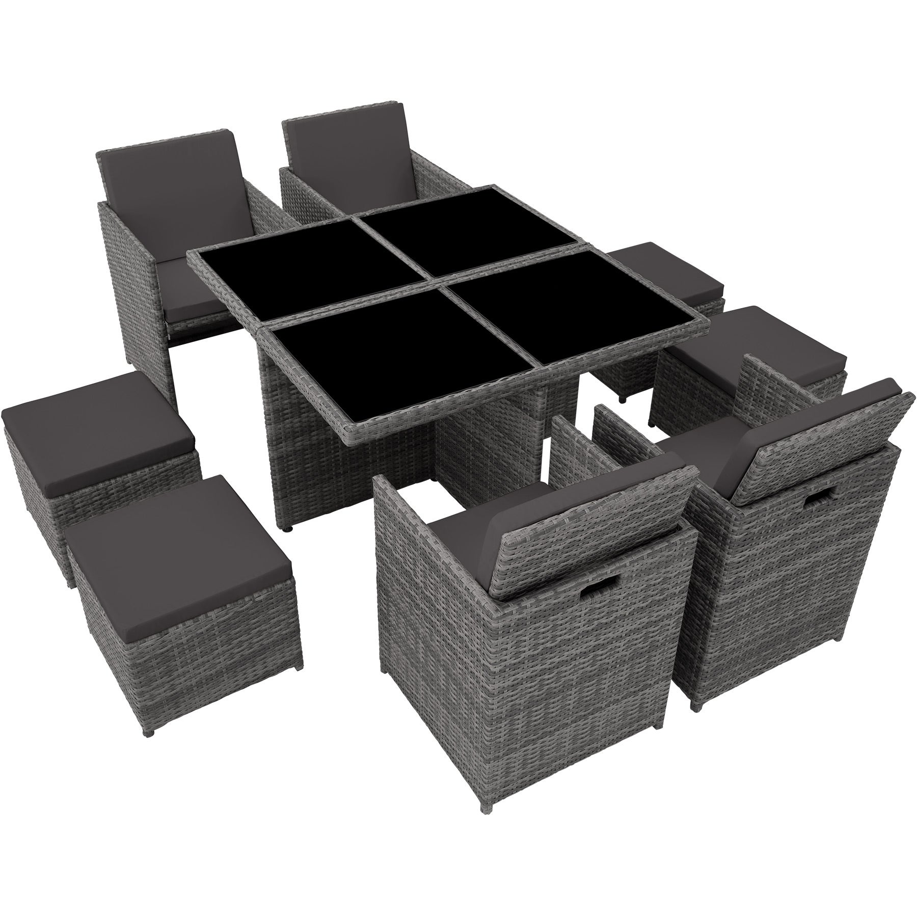 Salon de jardin en résine tressée et aluminium 8 places avec 2 sets de housse de protection TECTAKE - 3