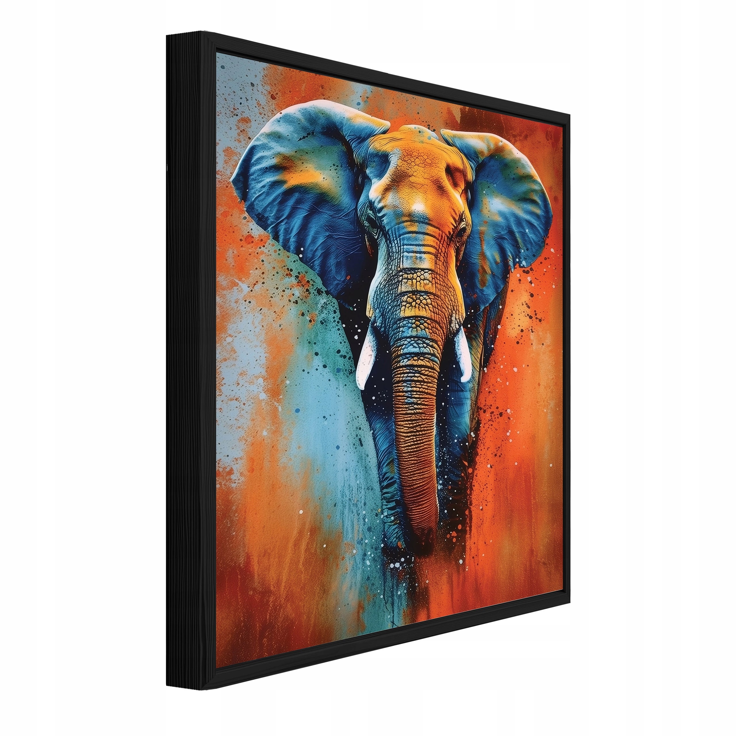 Tablou Canvas elefant portocaliu beton Tablou decorativ Rama Neagra Living Bucatarie Tablouri de perete 60x90 cm