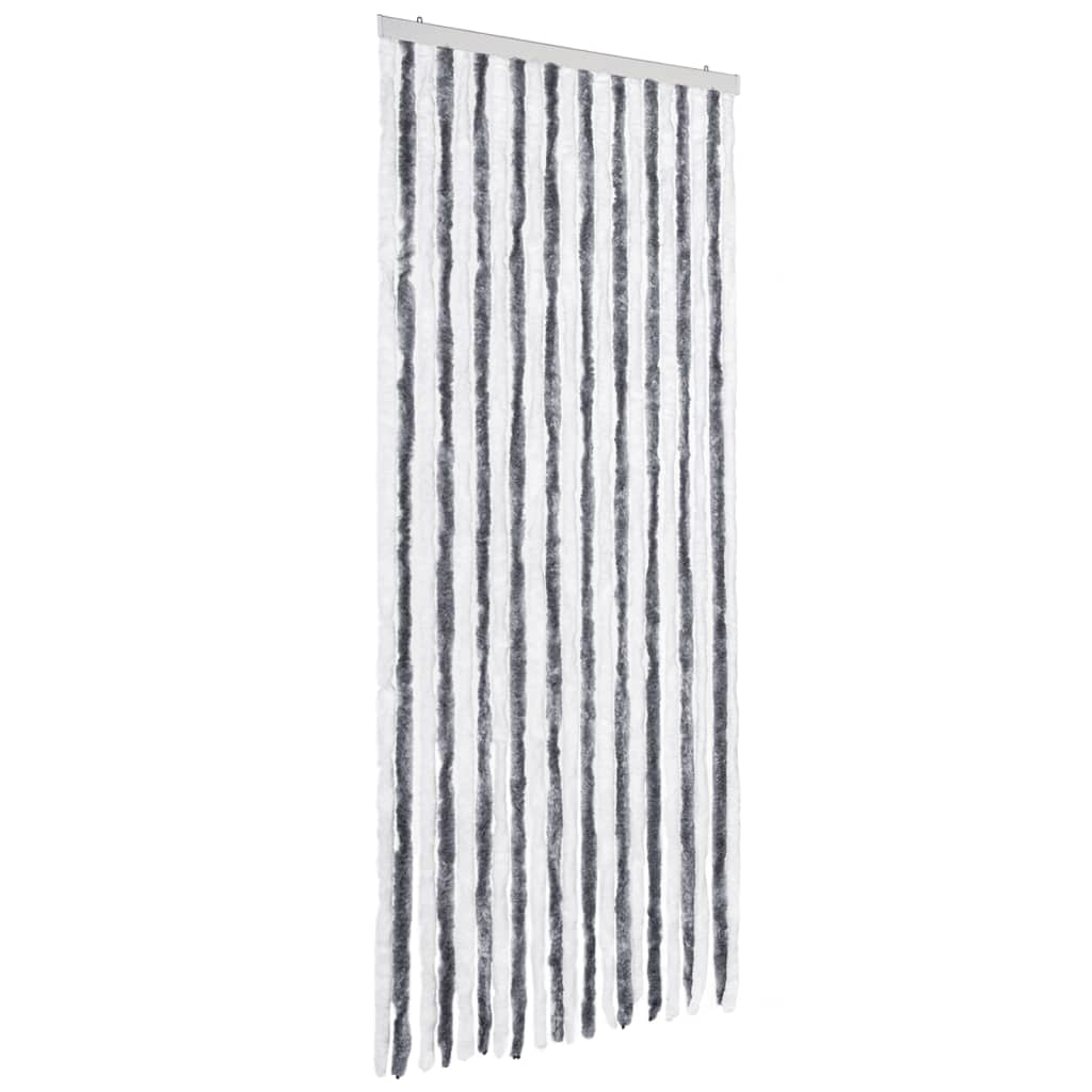 Cortina mosquitera de chenilla gris y blanca 90x200 cm - comfortxl
