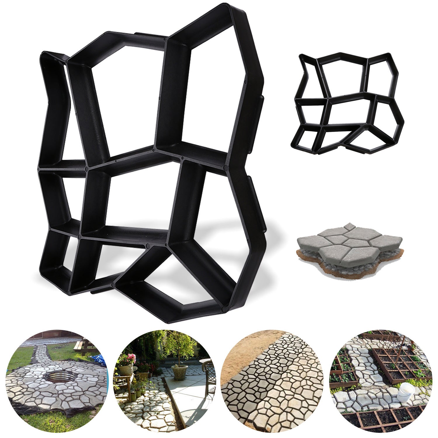 Moule à Pavé Béton 40x40cm Réutilisable - Chemin Jardin Pierre DIY - Pavage Allée Extérieur