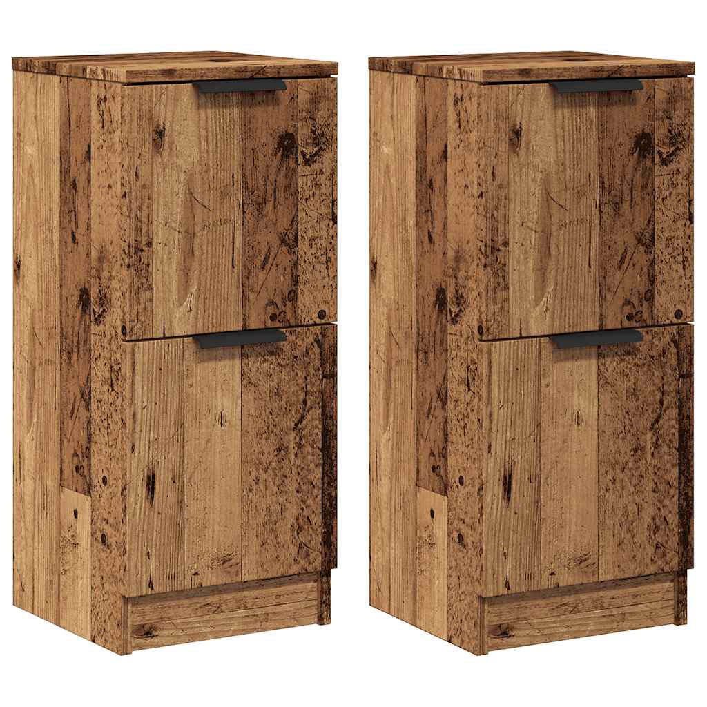 Credenze 2 Pezzi In Legno Antico – 30x30x70 Cm, Multistrato, Con Anta Regolabile, Per Soggiorno E Camera