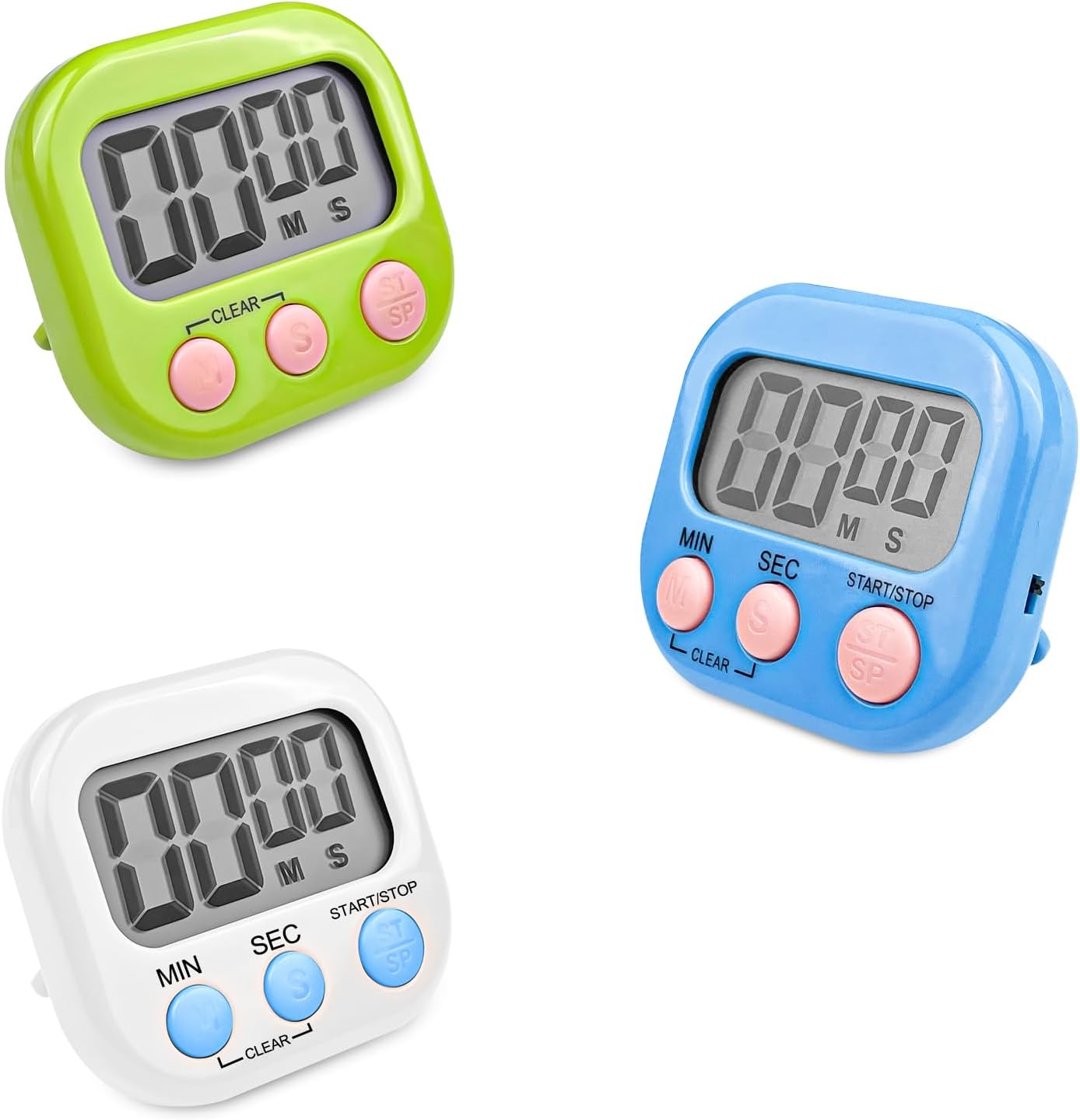 Lot De 8 Minuteurs De Cuisine Numériques – Magnétiques, Compte à Rebours 99 Min, Alarme Forte, Sangles Incluses – Pour Cuisine, Classe, Gym