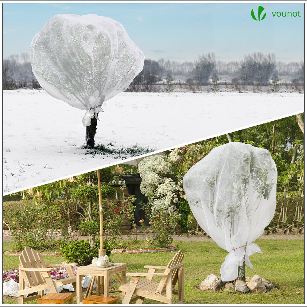 Lot De 2 Housses D'hivernage Pour Plantes - Grand Format 1.6x1.8 M, Voile Anti-gel Avec Fermeture éclair Et Cordon