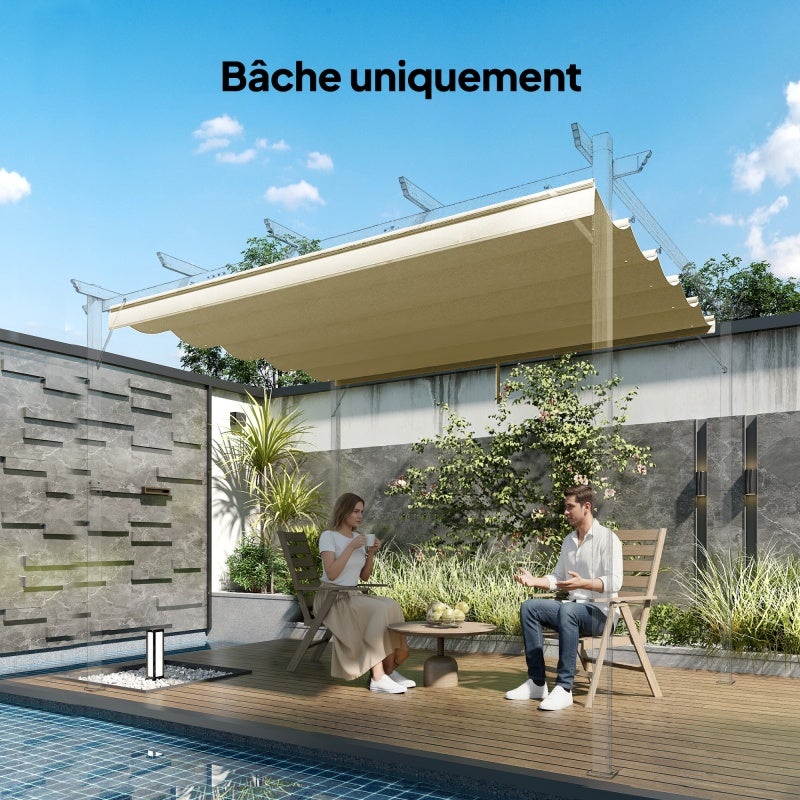 Auvent rétractable 3 x 3 mètres - auvent seul, dimensions 250 x 255 cm, beige - 5