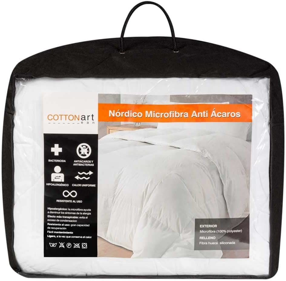 Cotton artean - relleno nórdico landa fibra antiácaros 400 gr/m² blanco cama 180