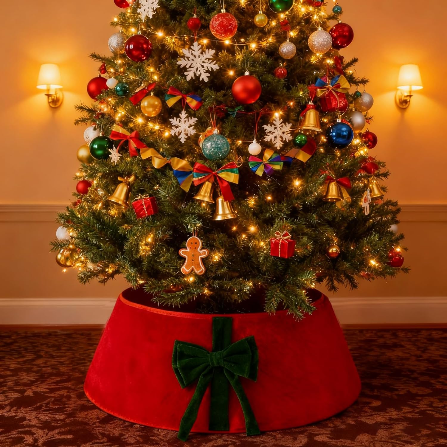 Panier Sapin De Noël 60 Cm - Housse Osier Rotin Naturel Cache Pied Sapin - Support Décoratif