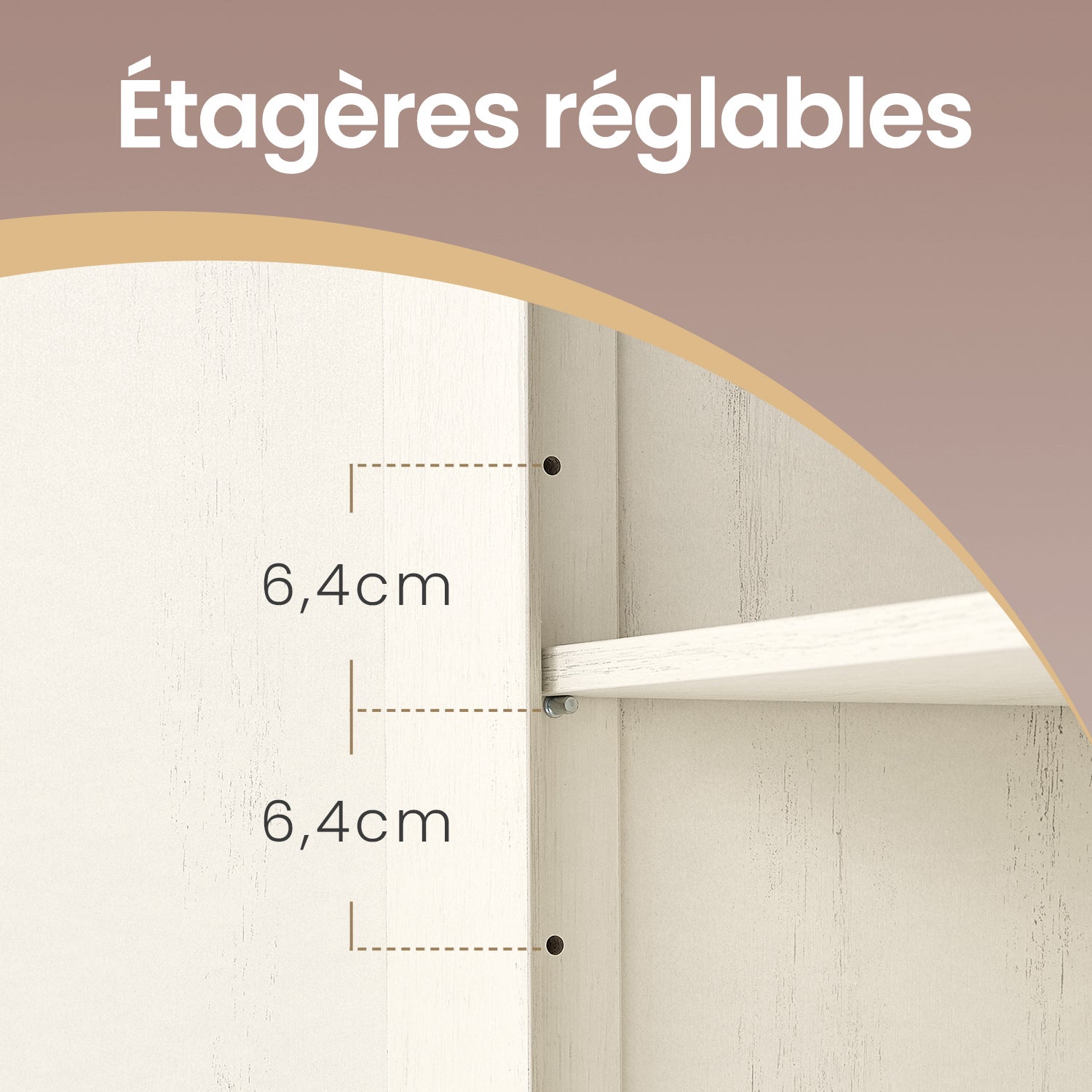 Buffet de Cuisine avec Étagères Réglables, 2 Tiroirs, 4 Portes, pour Salle à Manger, Style Maison de Campagne, Blanc - 4