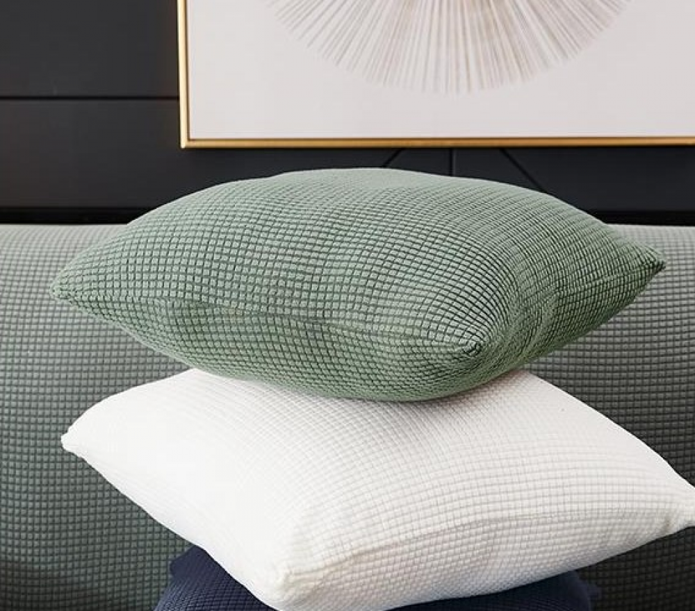 Federe decorative per cuscini 45x45 cm, velluto a coste super morbido, stile bohémien per divano e soggiorno (verde) - 4