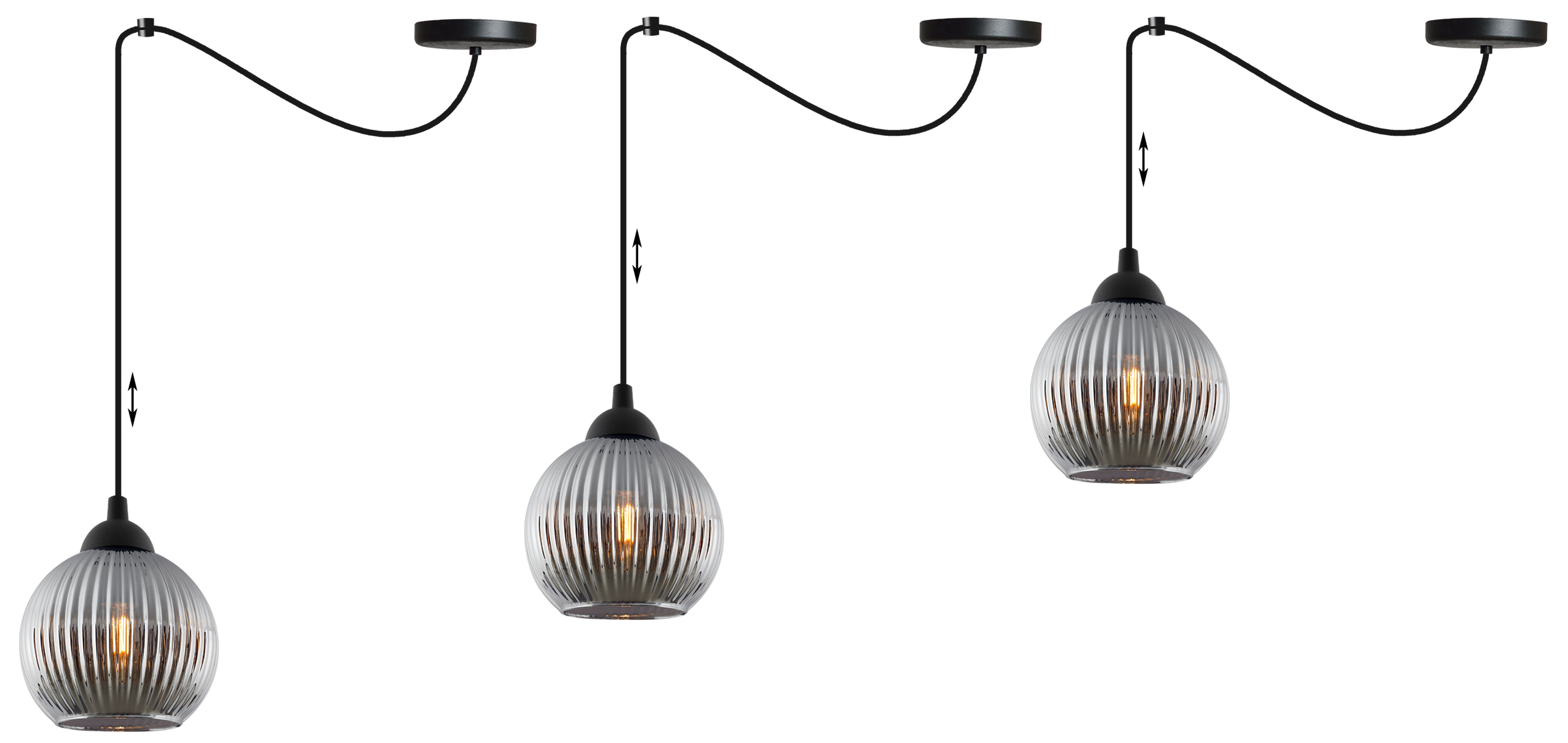 Lampa sufitowa wisząca Riffle Pająk loft 1xE27 klosz kula grafit Light Home LH - 8