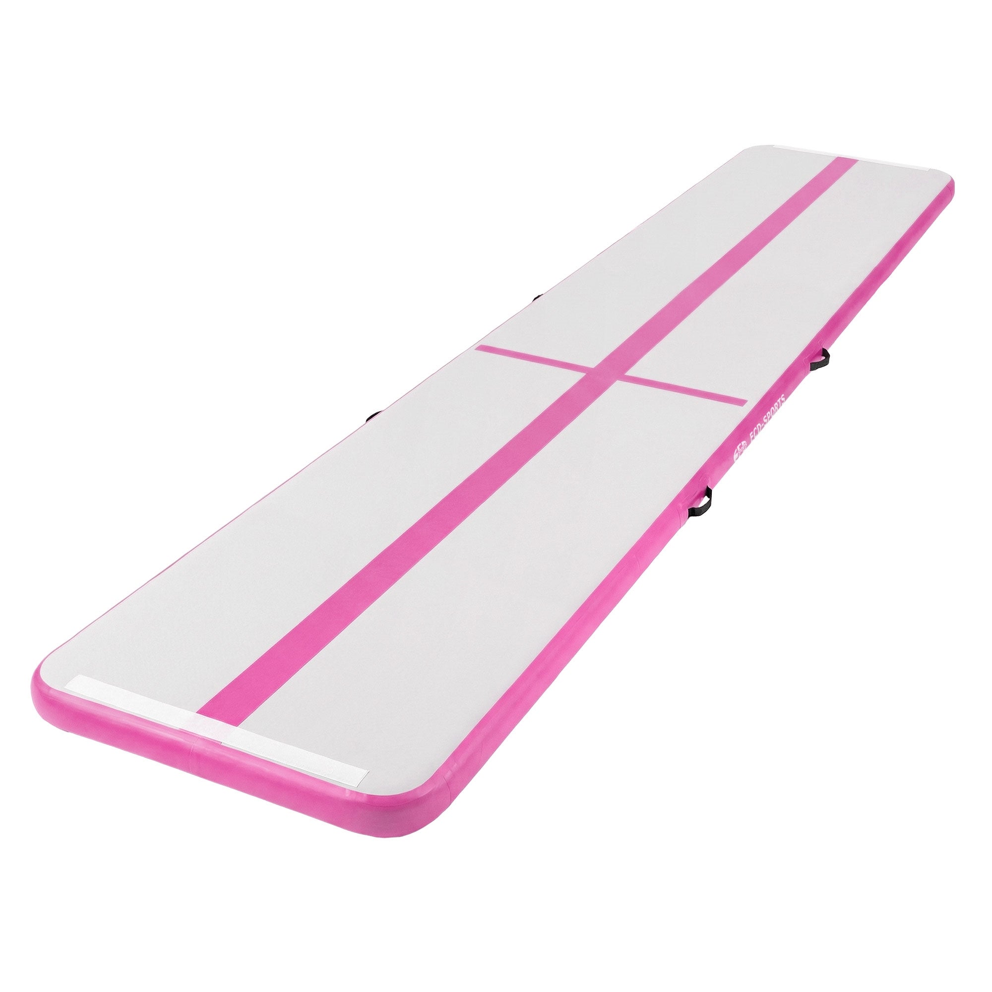 ECD Germany dmuchana mata gimnastyczna airtrack 5m różowy do jogi pilates ćwiczeń akrobatycznych z torbą transportową i elektryczną pompką