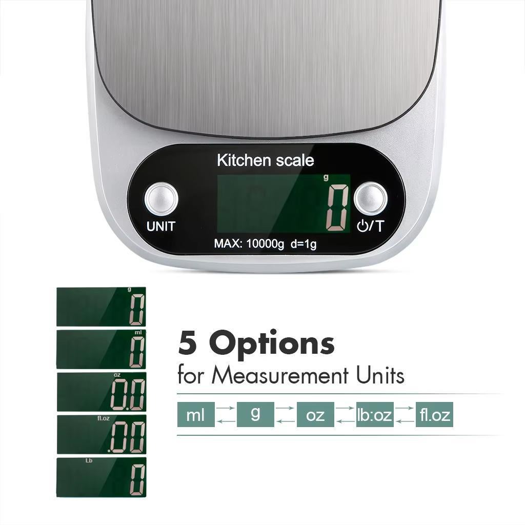 Balance électronique en acier inoxydable 10kg/1g, balance de cuisine numérique, oz pour cuisiner et cuire - 4