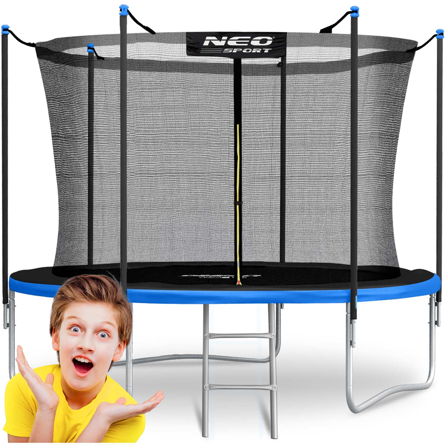 Trampolina ogrodowa dla dzieci 183cm 6ft + drabinka siatka wewnętrzna Neo-Sport