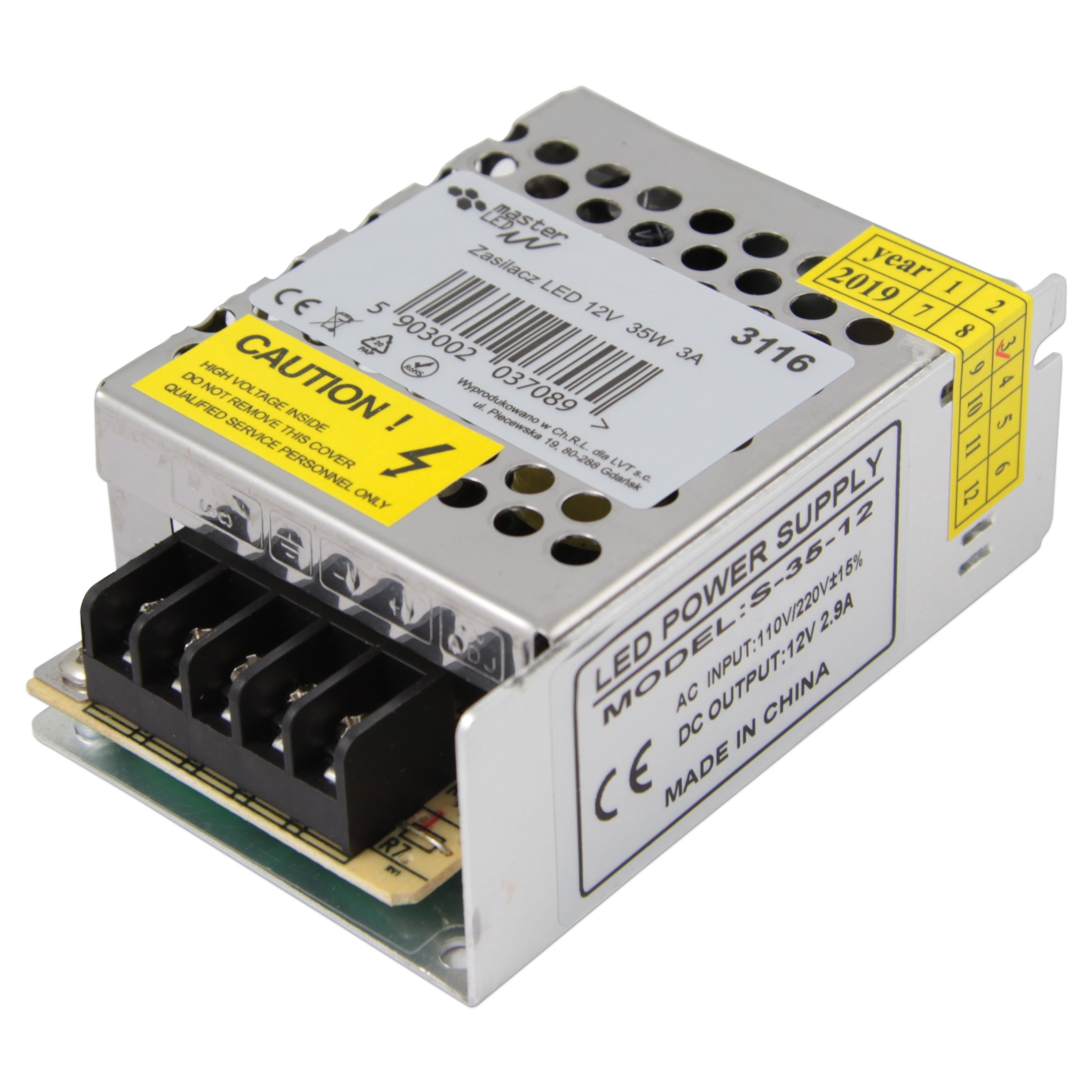 Zasilacz do taśm LED 12V 35W 3A IP20 montażowy MasterLED