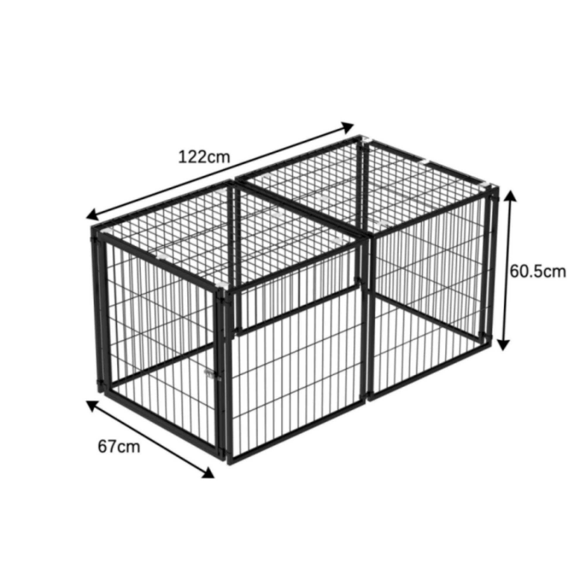 Jaula para perros con tapa de seguridad y puerta regulable, con alfombra de PVC, 120×60×60 cm, Negro - 3