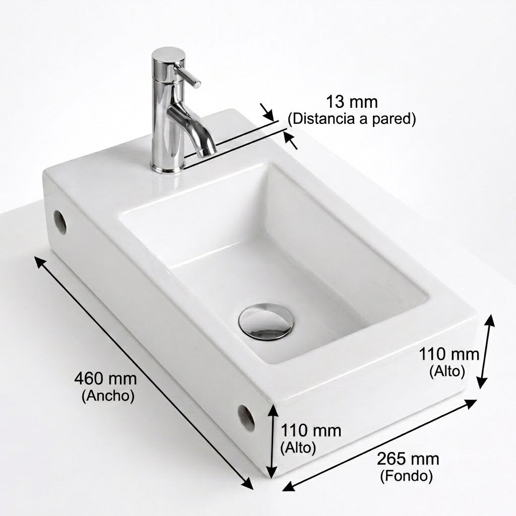 Vasque à poser ou suspendue en porcelaine blanche MÉRIDA - 5