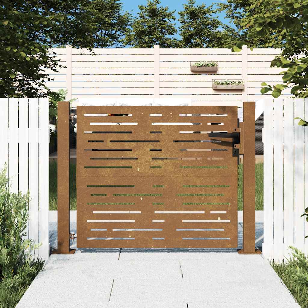 Vidaxl Puerta De Jardín 100X100 Cm De Acero Corten Con Diseño Cuadrado Marrón , Leroy Merlin