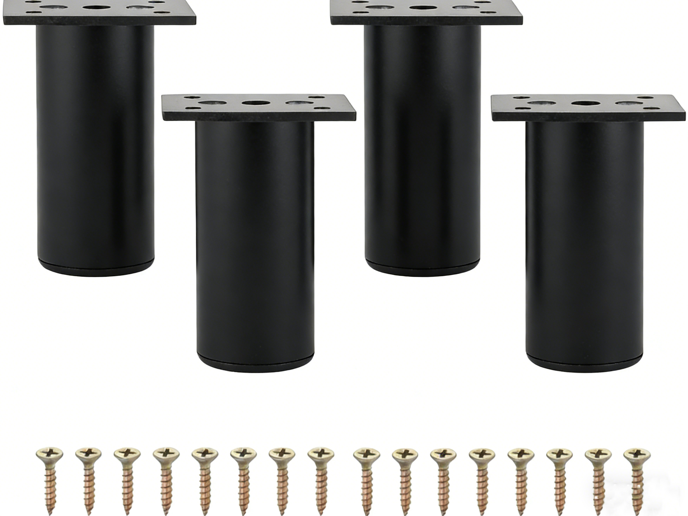 Zestaw 4 regulowanych nóżek meblowych ze stopu aluminium - 20 cm - do szafek, mebli biurowych, sof - czarny