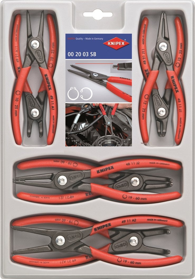 Zestaw szczypiec KNIPEX z 4 precyzyjnymi szczypcami ze stali chromowo-wanadowej czerwony