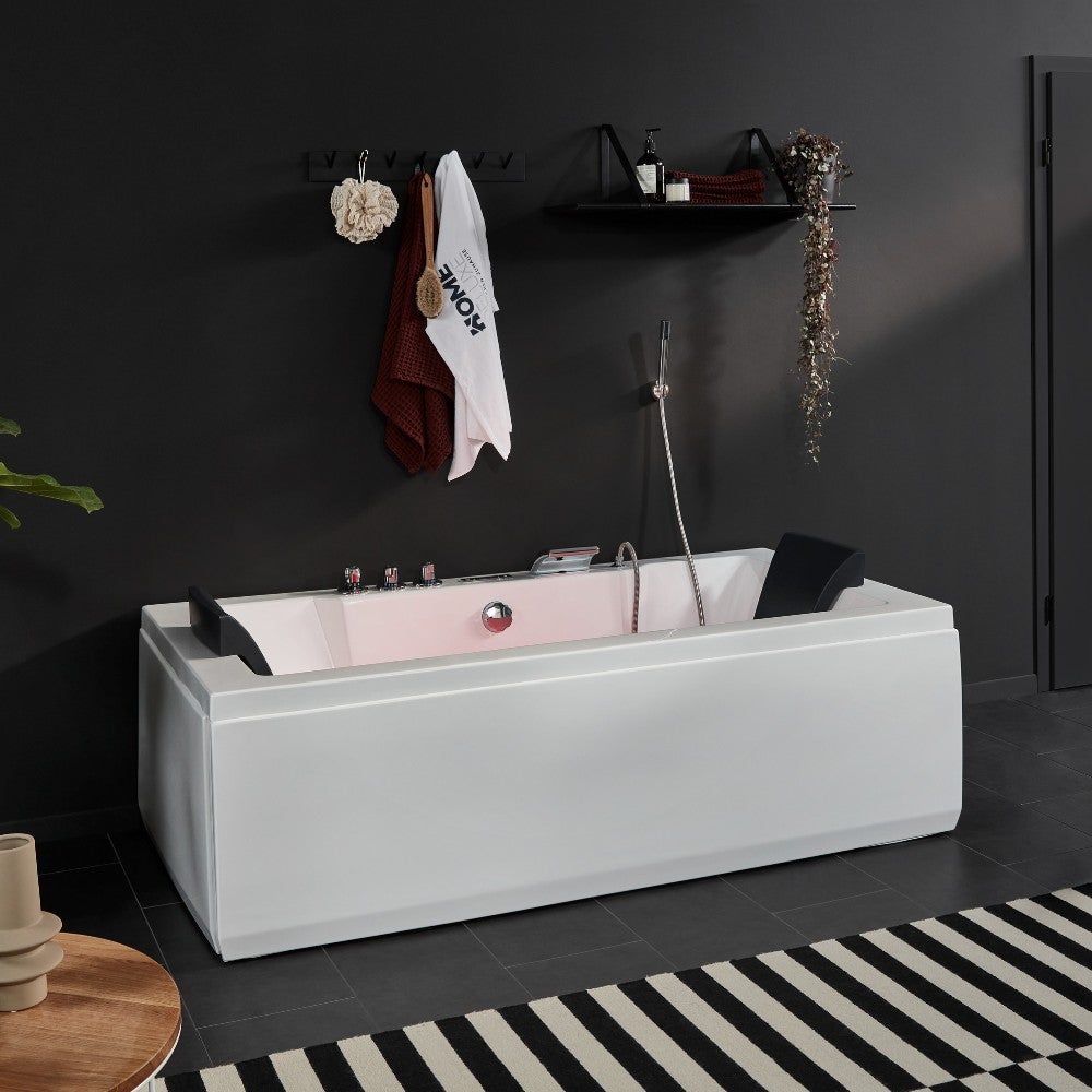 HOME DELUXE - Baignoire balnéo - LAGUNA M PURE - Blanc, dimensions : 180 x 90 x 55 cm - radio, chauffage et luminothérapie inclus I Baignoire balnéo - 4