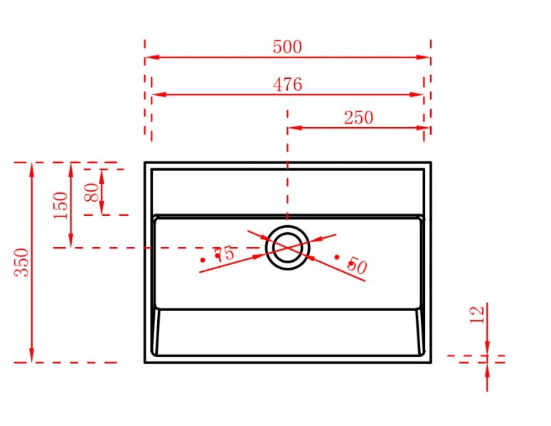 BERNSTEIN - Lavabo mural suspendu design 50x35x40cm en fonte minérale - TW18 - 4