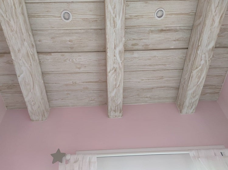 Panel Imitación Madera efecto 3 lamas 62cm de ancho x 2cm de grosor x 3m de largo color Decape medio decorativo de poliuretano PA0003D-M - 5