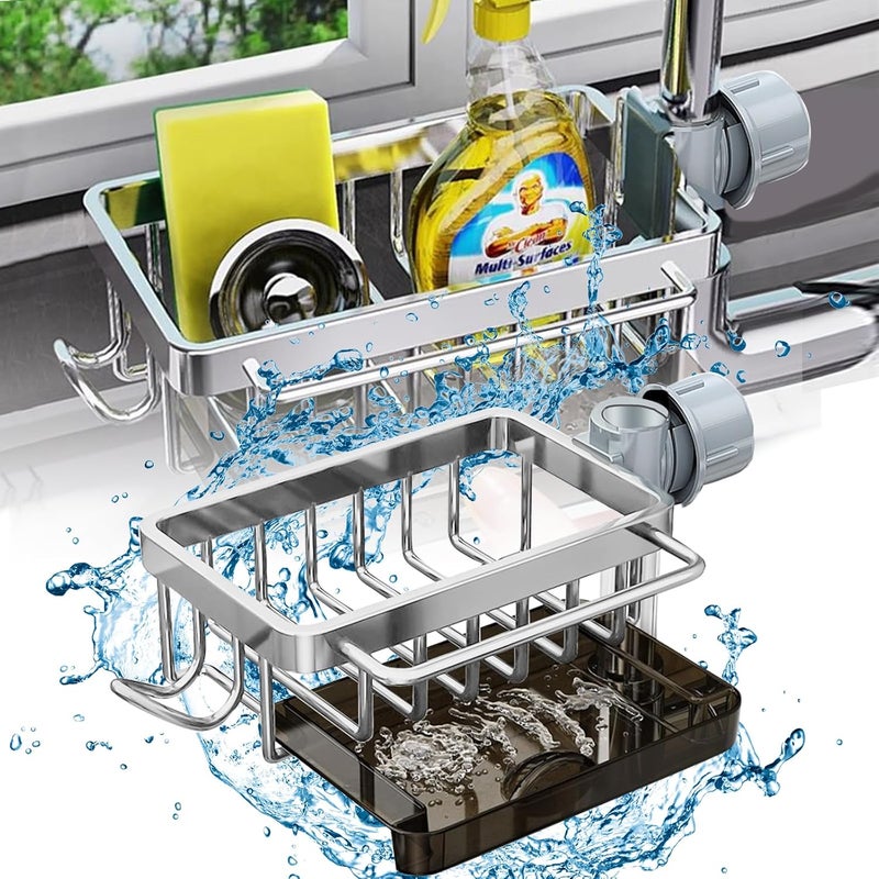 Stojak na gąbkę do zlewu kuchennego ze stali nierdzewnej (srebrny)