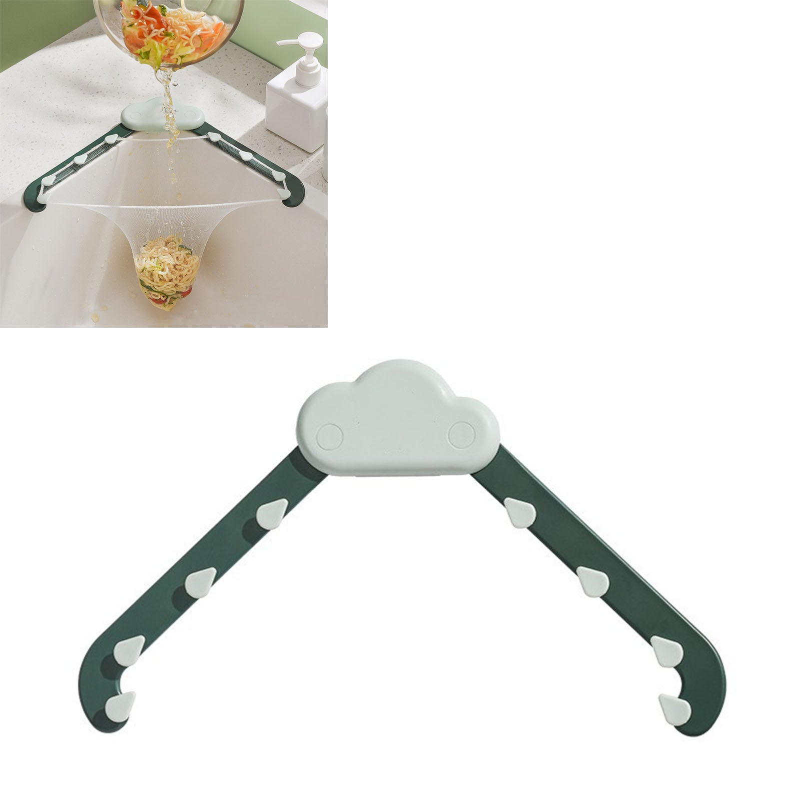 Wspornik filtra narożnego do zlewu w kształcie chmurki, zapobiegający zatykaniu, 50 jednorazowych worków filtrujących, trójkątny wspornik odpływowy