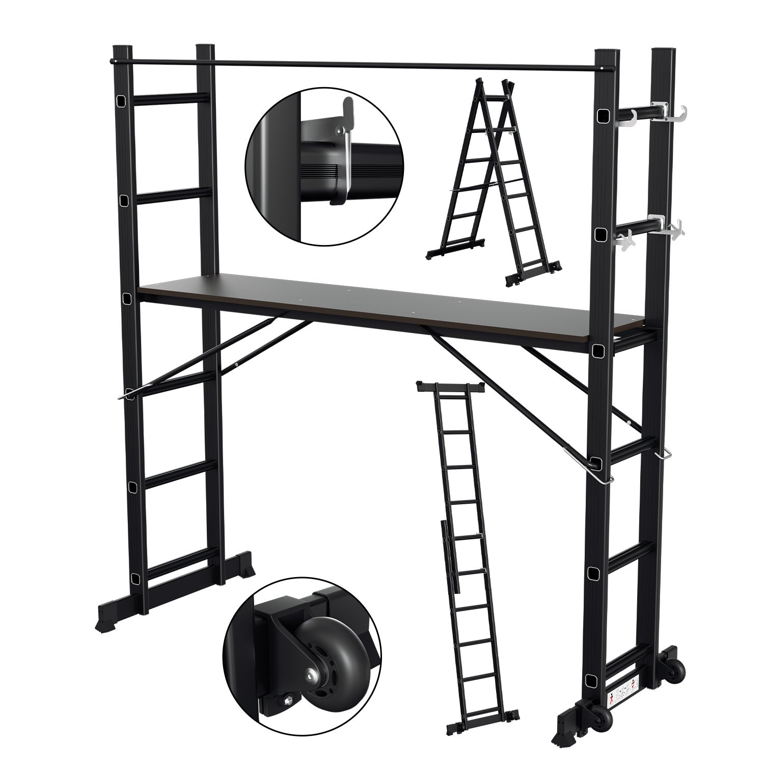 Panfudongk Scala In Alluminio Per Ponteggi, Piattaforma Di Lavoro, Pieghevole, Scaletta Per Scale, Scala Antiscivolo, Per Casa E Giardino, Portata 150 Kg