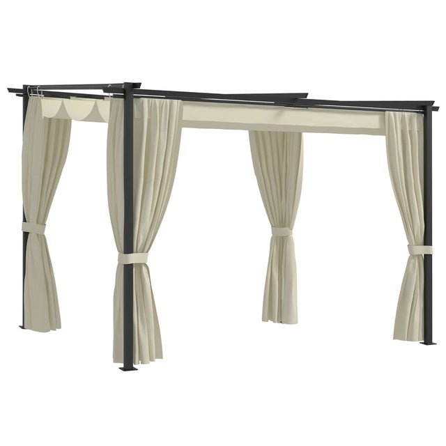 Gazebo con tende 3x3 mt Acciaio Panna