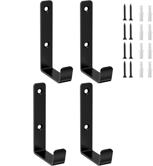 Set Da 4 Ganci Appendiabiti Da Parete In Acciaio Con Finitura Nera - Capacità Di Carico 2,3 Kg Ciascuno, Facili Da Montare, Ideali Per Bagno, Cucina, Ingresso, Camera Da Letto - 2