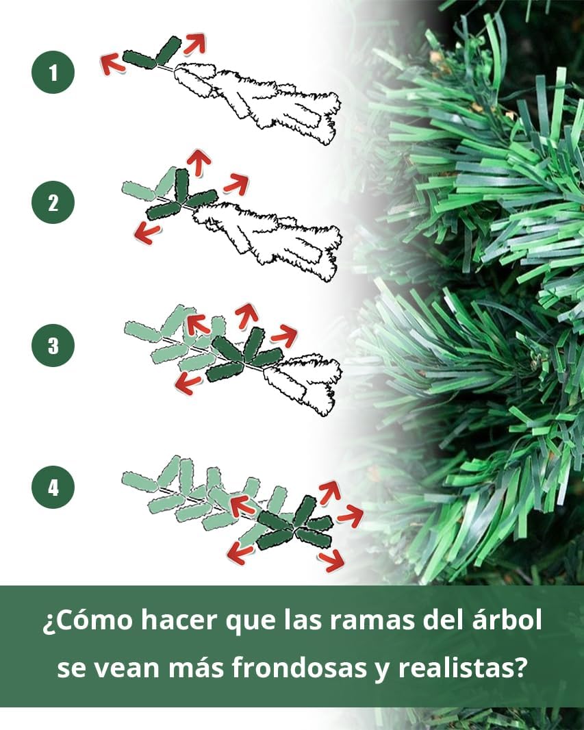 Árvore de Natal artificial verde de 180 cm com base de metal, ideal para decoração de Natal - 7