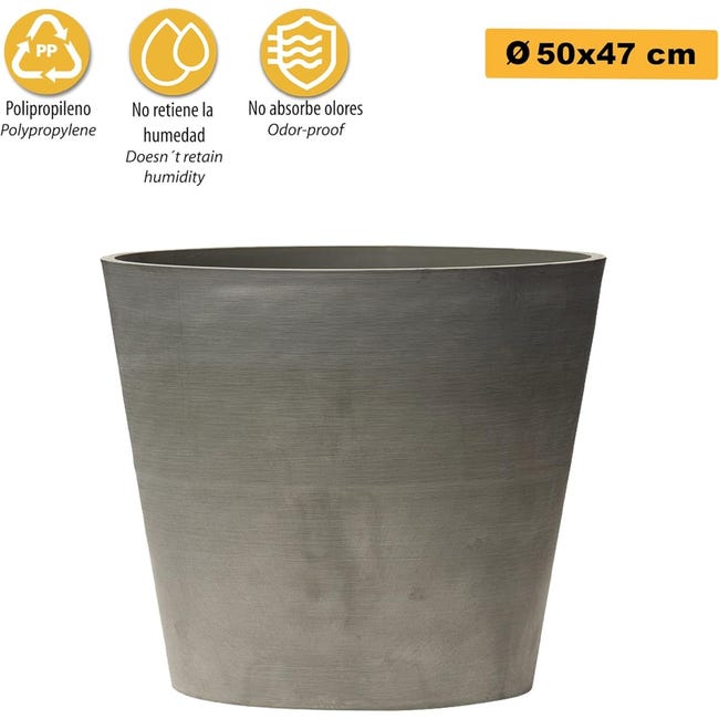 Dehner Palermo - Vaso per fiori in plastica leggera effetto ardesia, colore antracite, per interni ed esterni, per piante, resistente al gelo, ca. 50 x 50 x 40 cm Dehner Palermo - Vaso per fiori in plastica leggera effetto ardesia, colore antracite, per interni ed esterni, per piante, resistente al gelo, ca. 50 x 50 x 40 cm