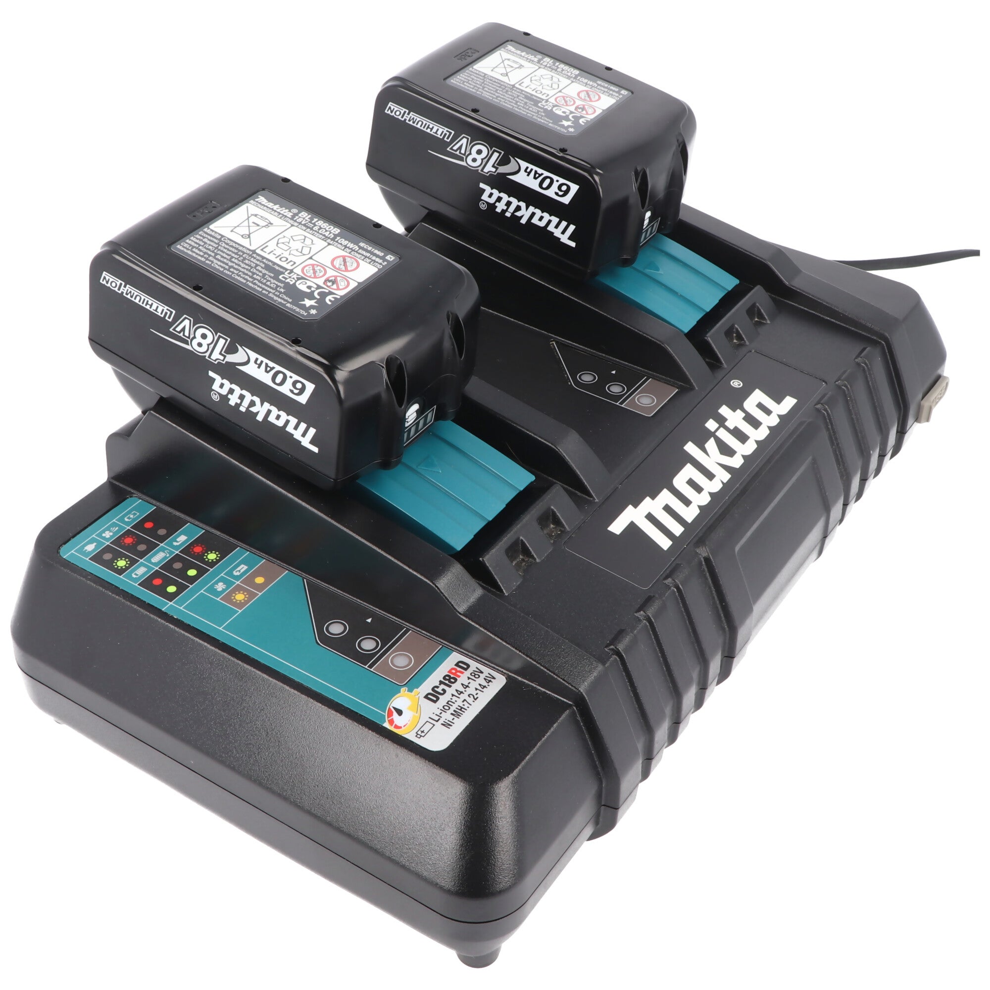 Makita Power Source Kit Li 18V avec 2x batterie BL1860B 6,0Ah + double ...