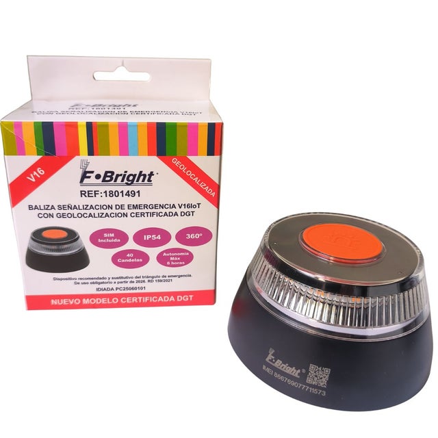 Luz de Emergencia V-16 Conectada DGT 3.0 Fbright IDIADA PC 25060101 - Geolocalización Incluida