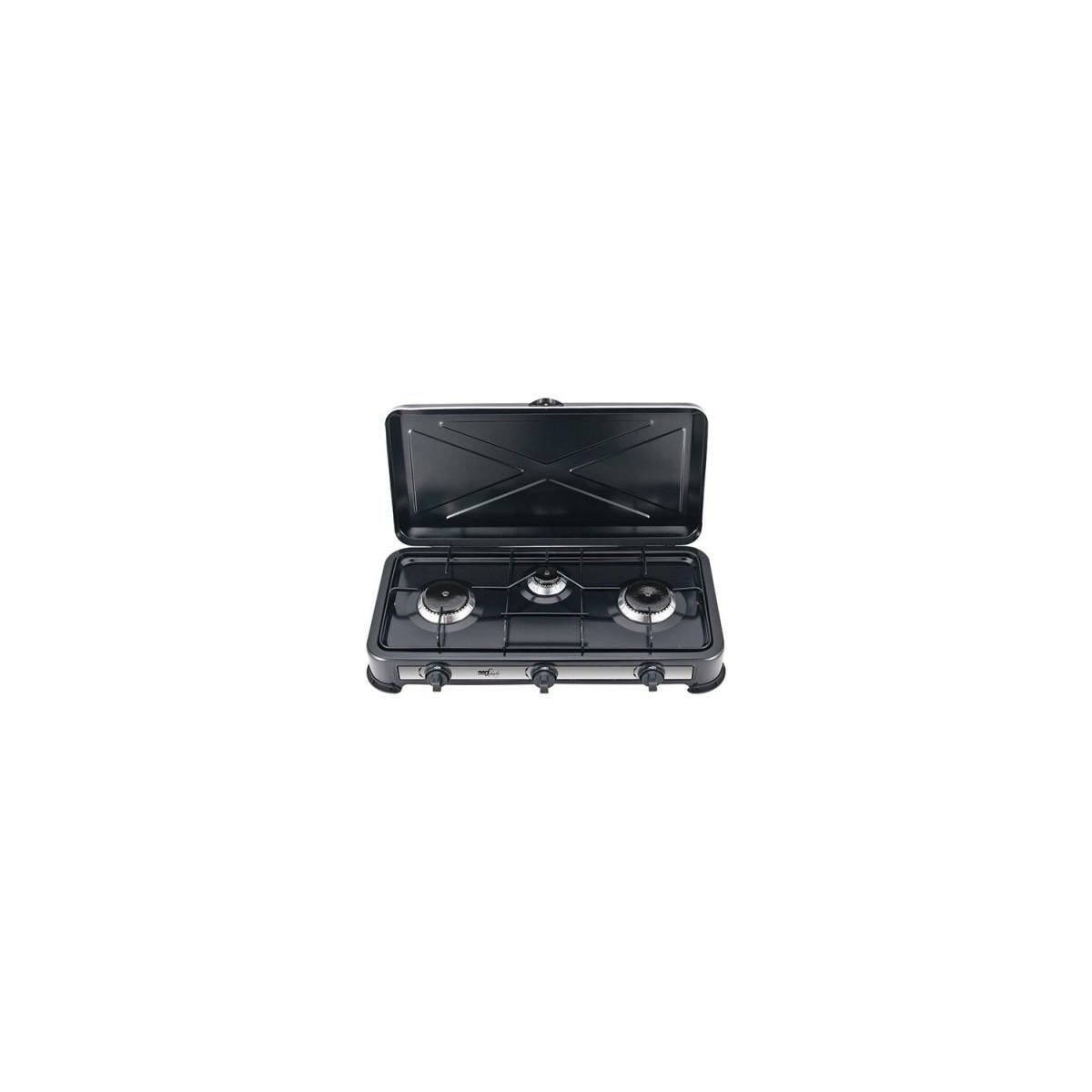 Melchioni Family Cocina De Camping Gas Minerva 2 – 2 Quemadores, 2.2 KW, Portátil Con Tapa, Grill Y Quemadores Desmontables, Blanca (59.5x33.5x11 Cm)