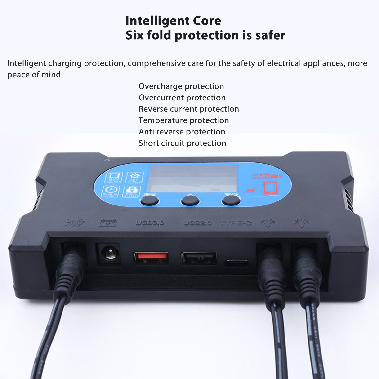 Contrôleur de charge solaire à double port USB Type C pour charge rapide de panneaux solaires 12 V et 24 V, 40 A - 3