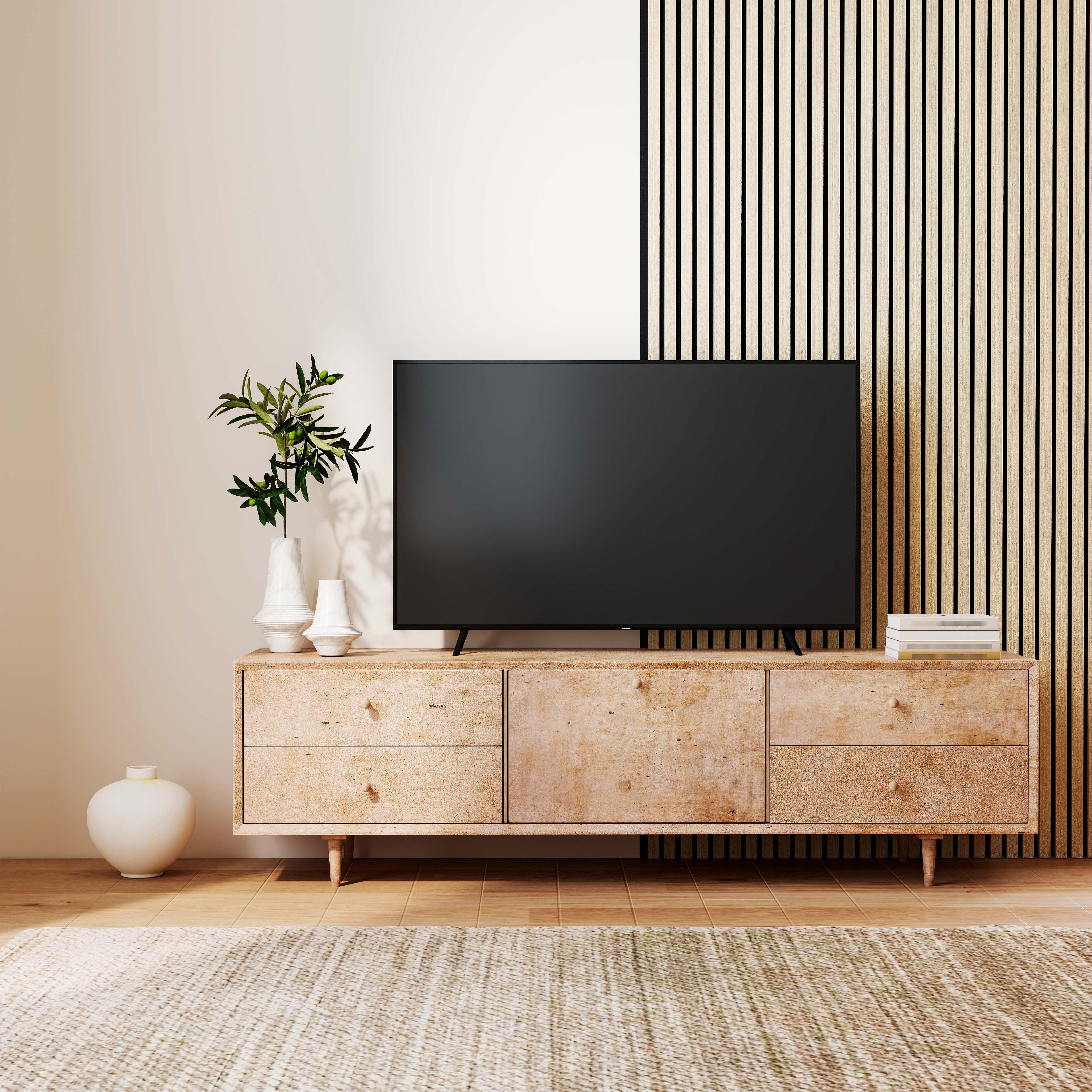 Revestimiento de pared palillería，mdf- juego de 3 piezas - 260 x 30 cm - color roble natural