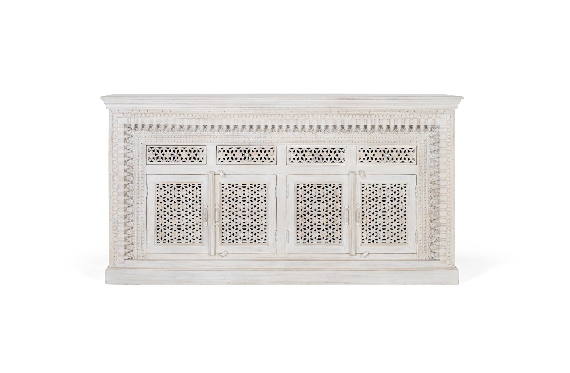 Bufet en bois manguier blanc vieilli