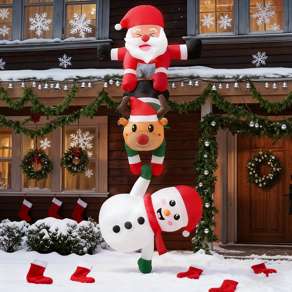 Decorazioni natalizie gonfiabili da esterno da 8 piedi, Babbo Natale gonfiabile, alce, pupazzo di neve con luci a LED, gonfiabili natalizi - 6