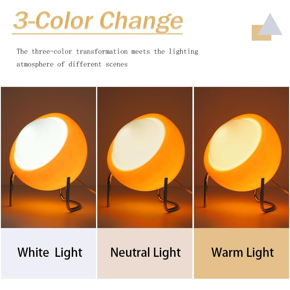 Lampe de table LED, lampe de chevet Bauhaus, lampe de bureau LED à intensité variable, lampe en verre rétro, 3 températures de couleur (à brancher) - 4