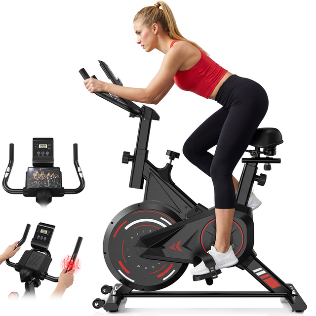 Bicicleta estática concebida para ginásios domésticos, silenciosa, suporta até 120 kg