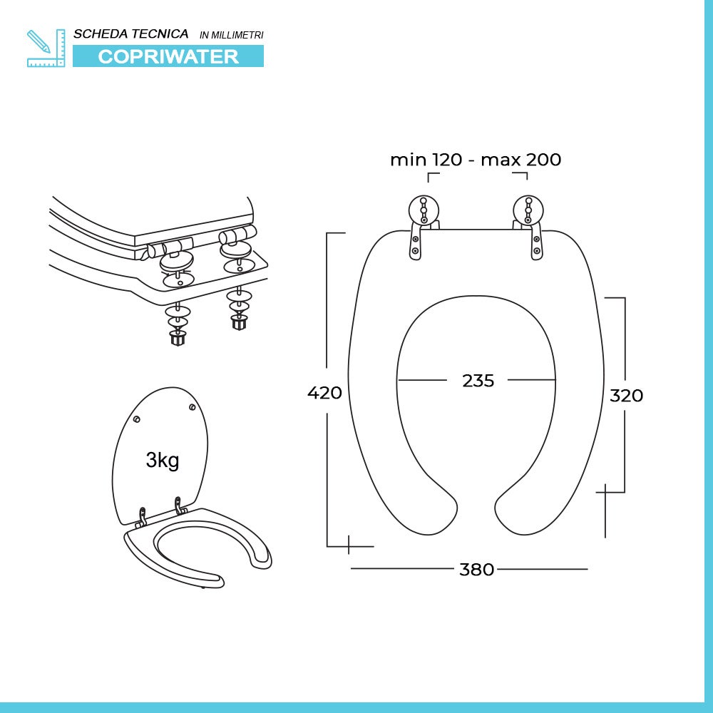 Sedile WC Per Disabili Universale - Bianco, Cerniere A Passanti - Facile Da Installare, Materiale Resistente - Foto 6