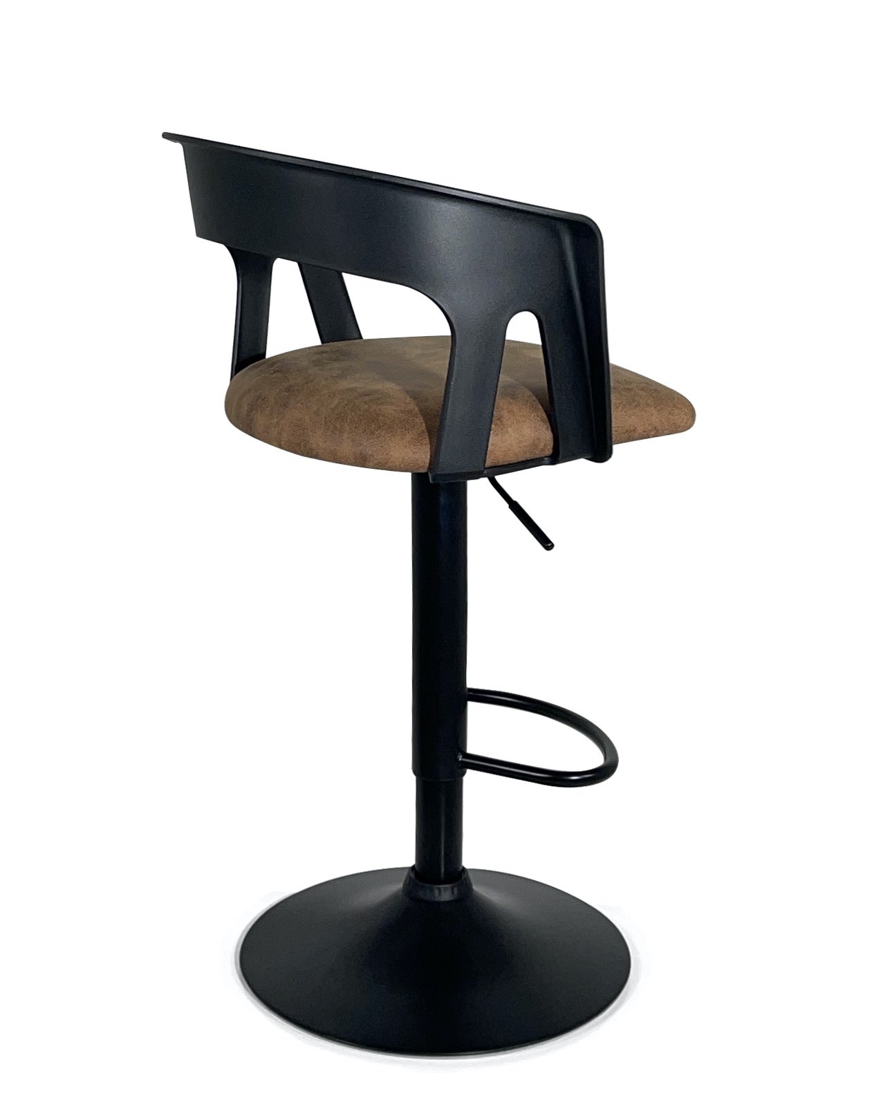 Lot 2 chaises hautes de cuisine design, coussin simili cuir, siège avec dossier et accoudoirs, AYO (noir marron) - 5